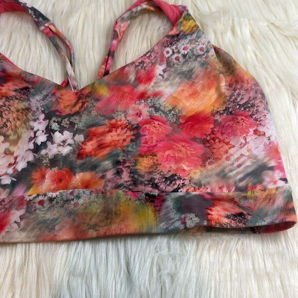 Athleta Floral Sports Bra - Pink and Gray - Picture 2 of 4